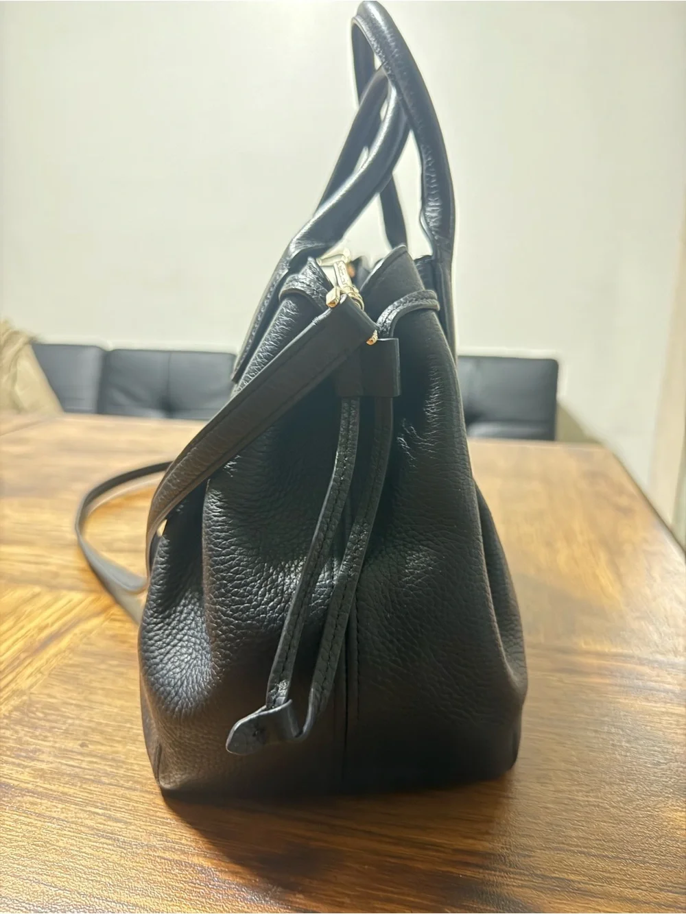 Kate Spade Black Pebbled Leather Dumpling Satchel Bag